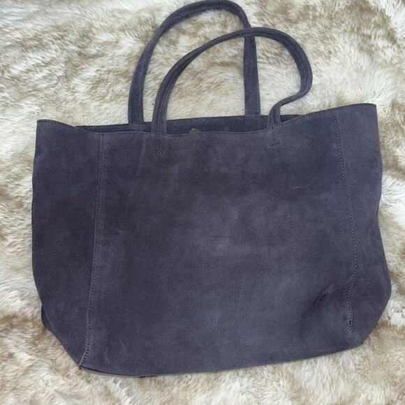 M.I.L.A. Suede Dark Gray Shoulder Tote Bag Purse | Sz OS - Picture 5 of 7